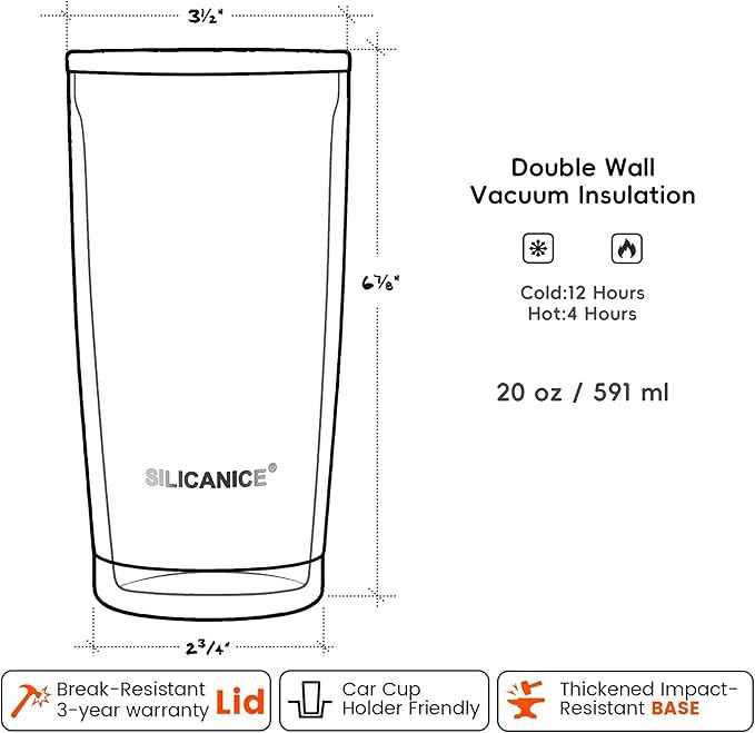 20oz Hygienic Stainless Steel Vacuum Insulated Tumbler w/ Easy-On/Easy-Off Lid - Removable slider, Double Wall 18/8 Travel Mug, BPA-Free, Fits Cup Holders, Premium Quality, Smart Value - Black