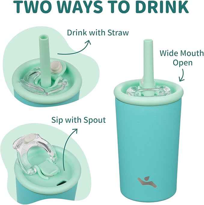 Konokyo 13oz Insulated Tumbler with Lid and Straw, Reusable Iced Coffee Cup with Lid, Travel Coffee Mug, BPA-Free, Leak-Proof and Durable, Turquoise