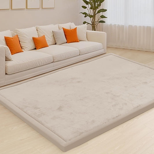 ACOMOPACK Baby Play Mat for Floor,1.3" Thick Memory Foam Area Rug for Living Room,Soft Velvet Crawling with Non-Slip Bottom for Kid,Toddler,71"×79" Tummy Time Nursery Rugs,Yoga（Beige）