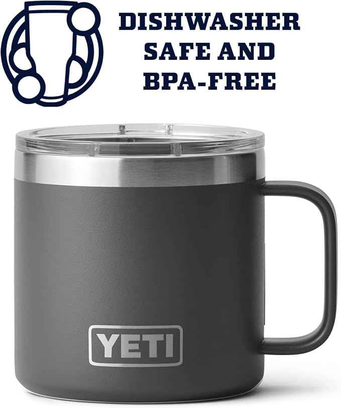 YETI Rambler 14 oz Mug, Vacuum Insulated, Stainless Steel with MagSlider Lid, Stainless | Vacuum Insulated, MagSlider Lid, Stainless