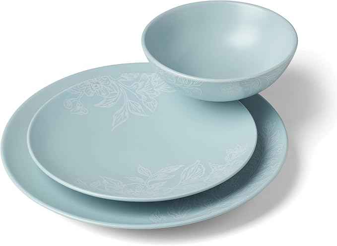 Oneida 897393 Roseto 12-Piece Dinnerware Set, French Blue