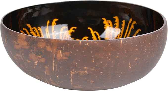 ChezMax Natural Coconut Bowl Mother of Pearl Inlaid Shell Key Bowls for Entryway Table Candy Container Nuts Holder Fruits & Dry Snack Storage Round Handcrafted Bowl for Decoration Gold
