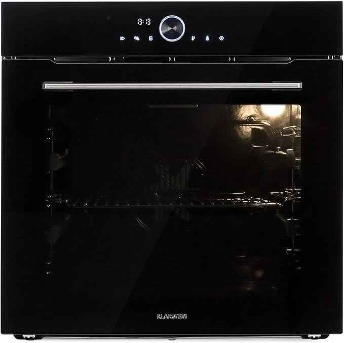 Klarstein Smart Recessed Electric Oven, Integrated Kitchen Ovens 11 Modes with Defrost Function, Convection, Grill, 73L IoT Oven with One Button Control, Multifunction Oven Black