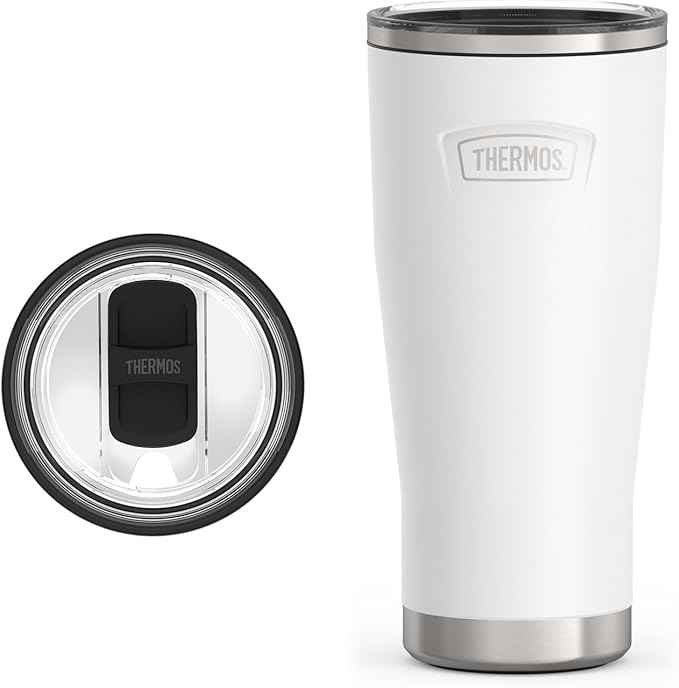 THERMOS ICON SERIES, Stainless Steel Cold Tumbler with Slide Lock, 24 Ounce, Snow