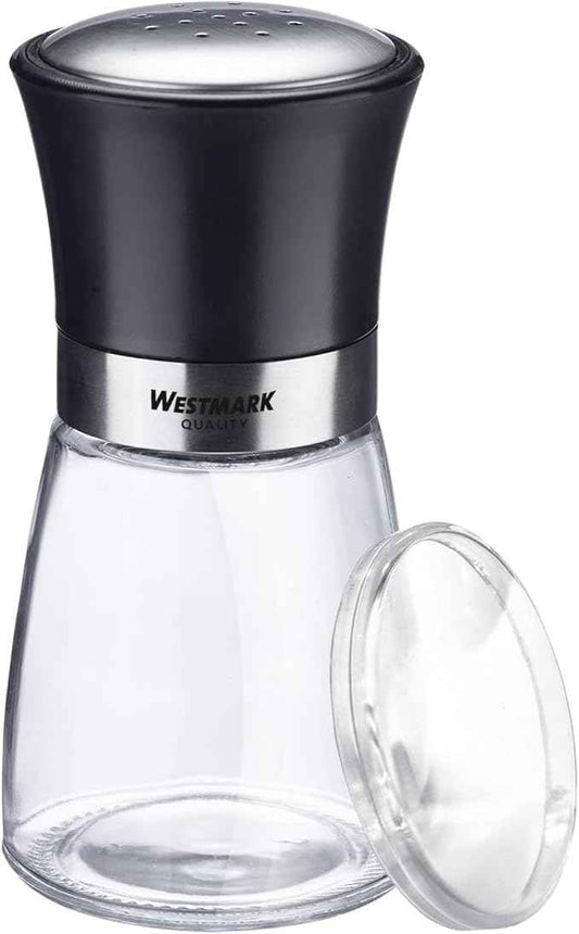 Westmark 63502260 Spice Shaker with Aroma Lid, Fine Hole Pattern, Capacity: 190 ml, Glass/Stainless Steel/Plastic, Blacky, Transparent/Black/Silver