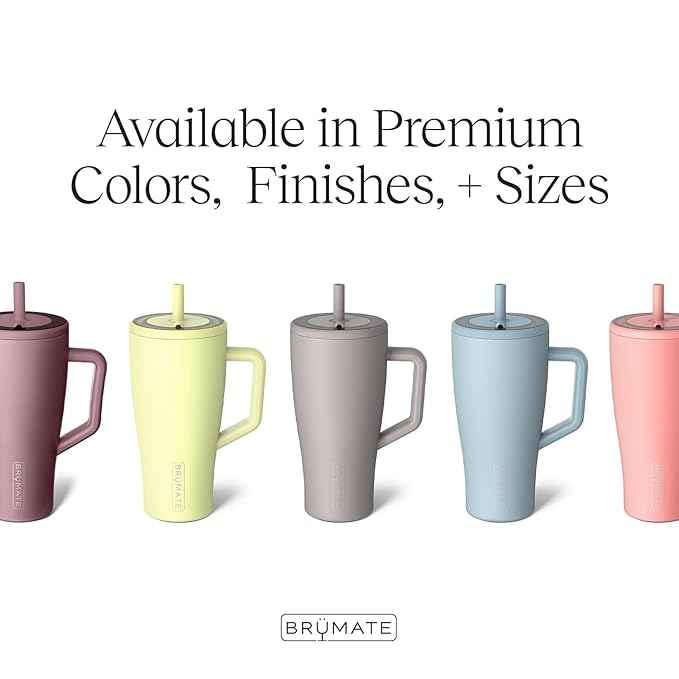 BrüMate Era 30 oz Tumbler with Handle & Straw | 100% Leakproof Insulated Water Bottle Tumbler with Lid & Flexible SoftSip Straw | Made of Stainless Steel | Cup Holder Friendly | 30oz (Primrose)