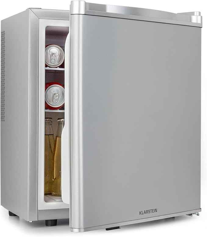 KLARSTEIN Happy Hour Mini Fridge for Bedroom, Small Fridge for Drink and Food, Small Fridge Indoor Lighting, Adjustable Shelves, for Rooms, Office, Camping, 6-18°C, 38L