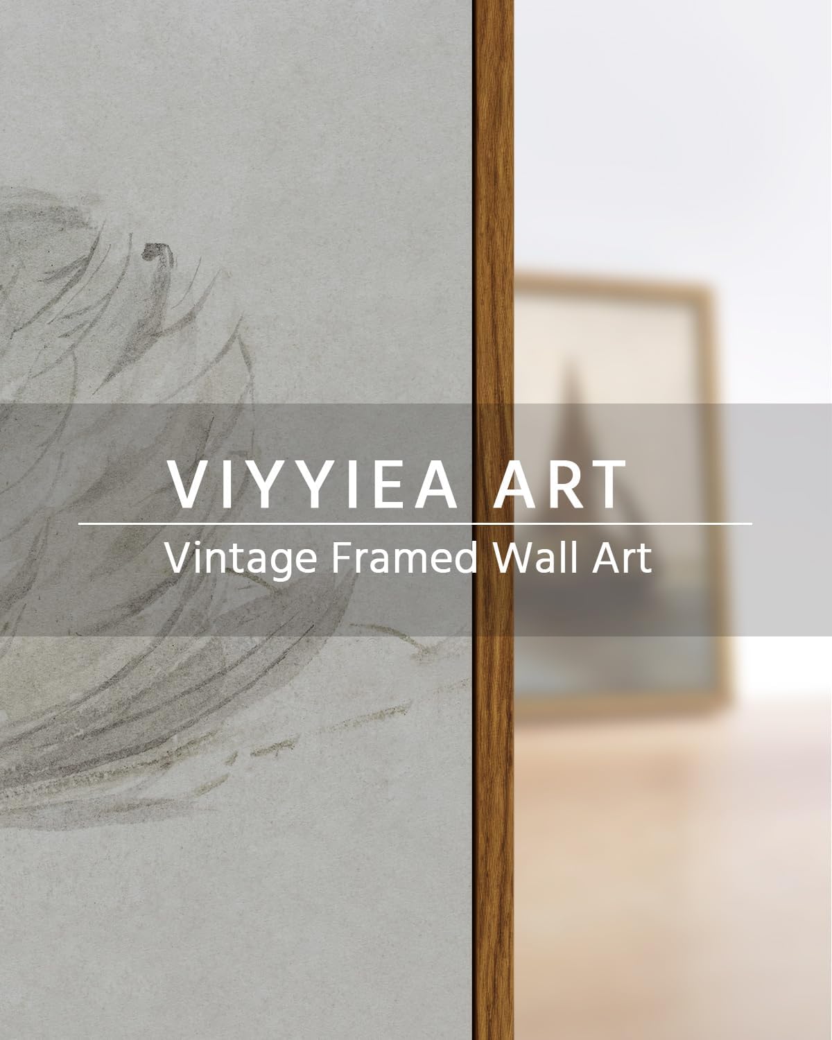 VIYYIEA Framed Canvas Wall Art, White Swan Wall Art for Living Room, Vintage Animal Oil Painting Picture, Aesthetic Home Decor, Bathroom Wall Decor -【Swan】-(10L x 8W)