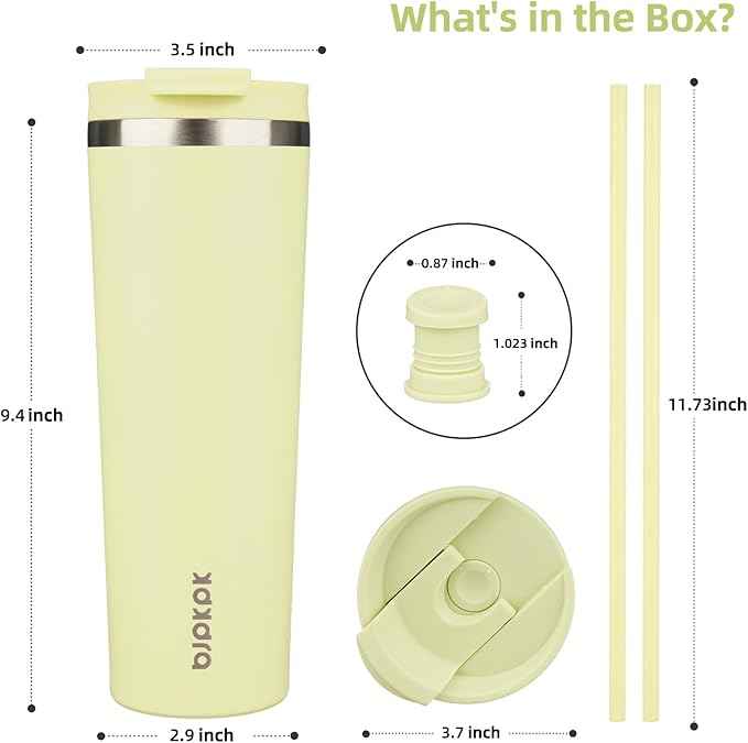 BJPKPK 30oz Insulated Tumbler With lid And Straw Stainless Steel Tumblers Travel Coffee Mug Reusable Thermal Cup,Macaron Green