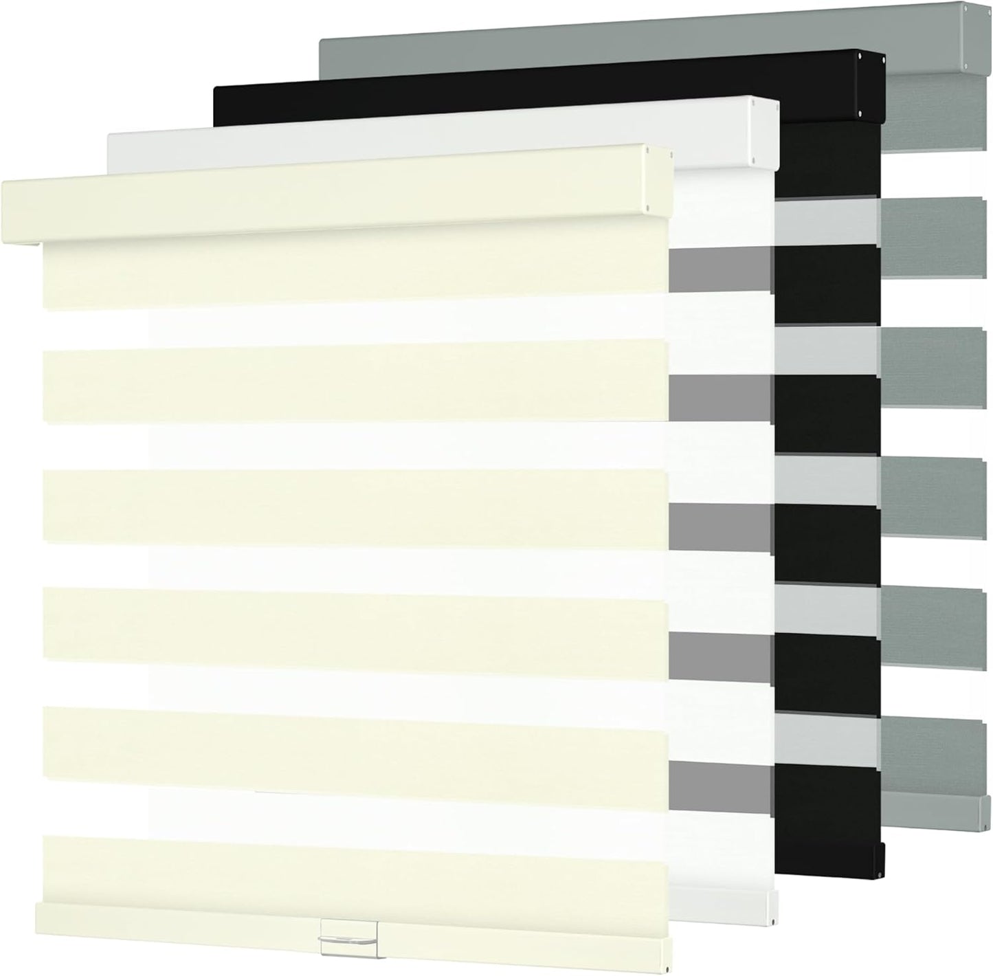 Boolegon Cordless Zebra Blinds for Windows Light Filtering Roller Shades Dual Layer Day and Night Privacy,Light Control,Easy to Install for Home, Beige, 28" W x 80" H