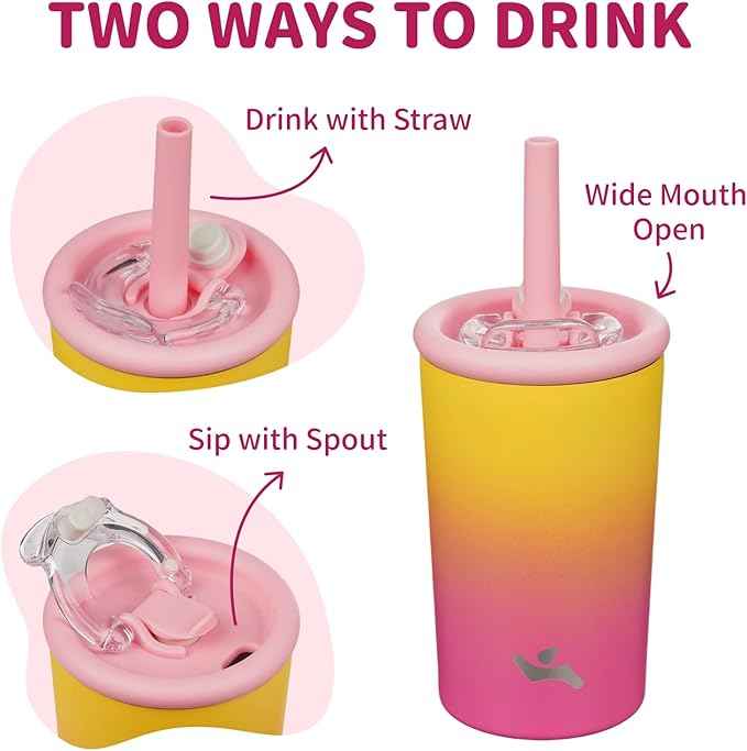 Konokyo 13oz Insulated Tumbler with Lid and Straw, Reusable Iced Coffee Cup with Lid, Travel Coffee Mug, BPA-Free, Leak-Proof and Durable, Rainbow