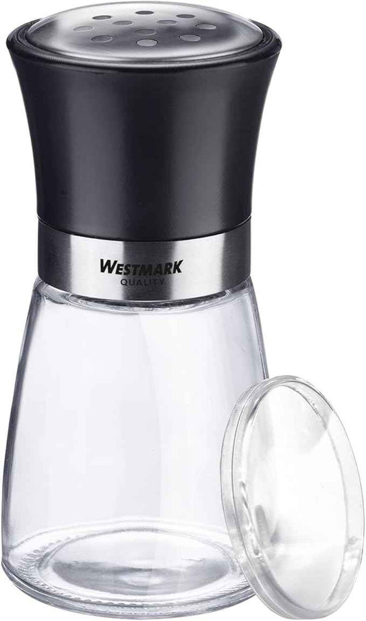 Westmark Spice Shaker, with Aroma Lid, Coarse Hole Pattern, Capacity: 190 ml, Glass/Stainless Steel/Plastic, Blacky, 63512260