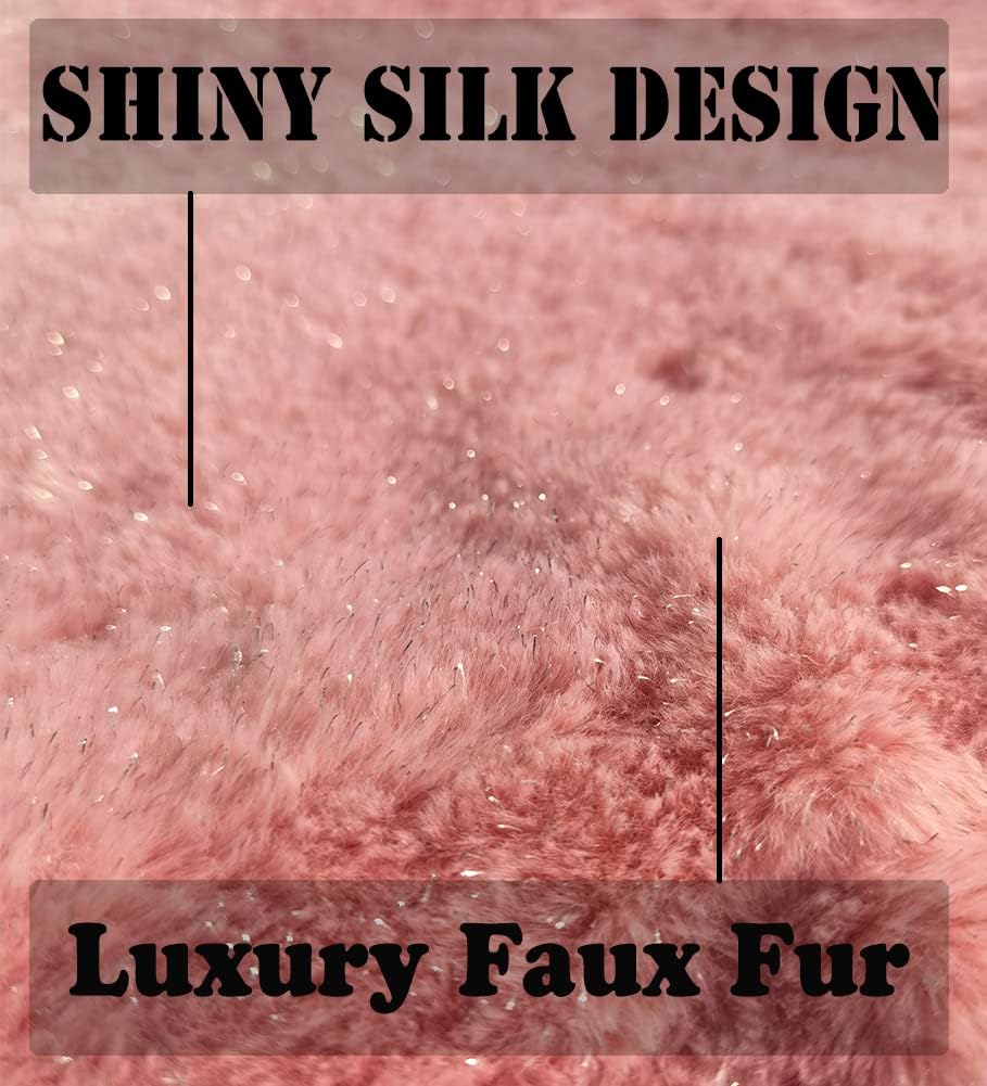 AISENO 36 Inch Christmas Tree Skirt Faux Fur Pink Bright Silk Shiny Decoration for Christmas Tree Plush Merry Christmas Decorations Decor