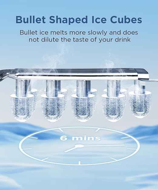 COWSAR Ice Maker Countertop, Portable Ice Machine with Self-Cleaning, 26.5lbs/24Hrs, 9 Bullet Ice Cubes in 6 Mins, Ice Basket and Scoop, Ideal for Home, Kitchen, Bar, Camping