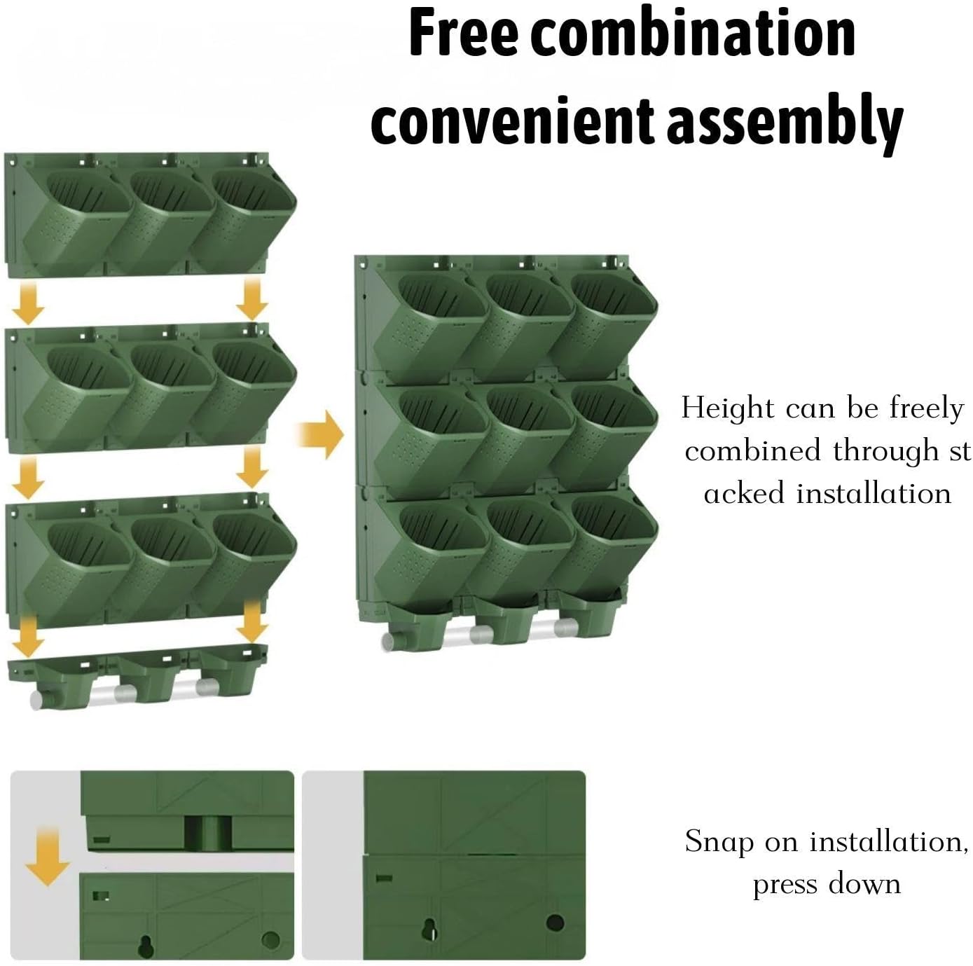 36 Pockets Living Wall Planter Indoor, Self Watering Wall Hanging Planters for Outdoor Plants Stackable, Cascading Vertical Planter Garden (wall Planter 36)