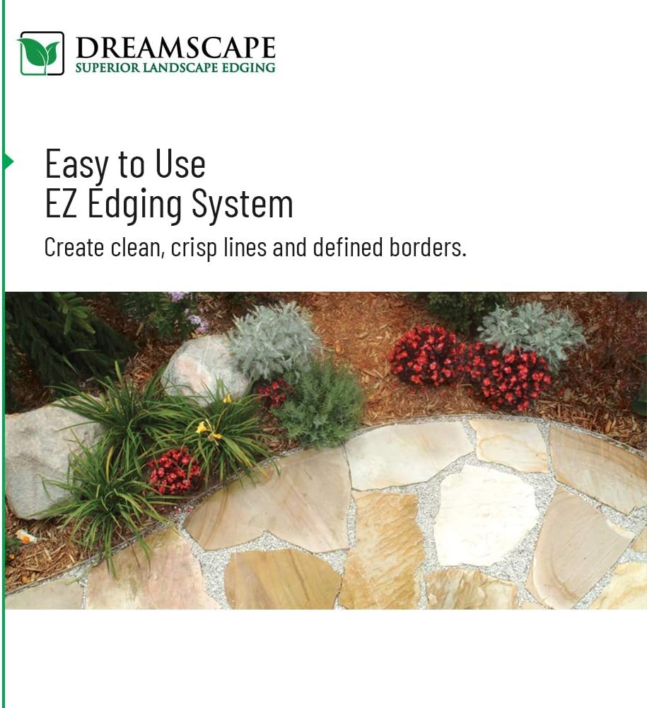 Dreamscape E-Z Edge Aluminum Landscape Edging - 4 Strips, 6ft Each (24ft Total), Brown Painted - Professional Quality Landscaping Border, Metal Divider for Lawn, Garden, Flowerbed