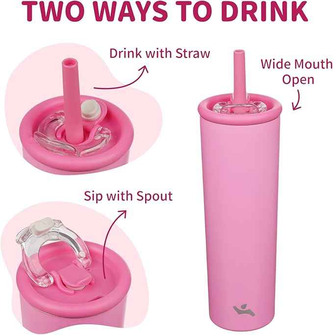 Konokyo 25oz Insulated Tumbler with Lid and Straw, Reusable Iced Coffee Cup with Lid, Travel Coffee Mug, BPA-Free, Leak-Proof and Durable, Rose Red