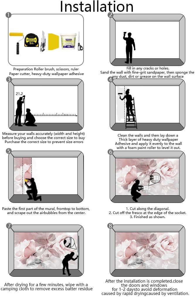 Rose Leaves Oil Painting Wallpaper, Large Wall Background Mural for Bedroom and Living Room(Non-self-Adhesive)