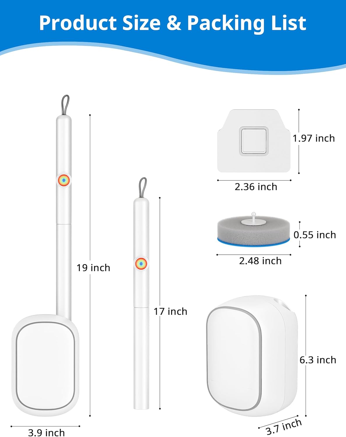 Disposable Toilet Cleaner Wand and Holder Set, Wall Mounted Toilet Bowl Brush Kit with 12 Refill Heads, Hygienic Toilet Cleaning System for Bathroom and RV