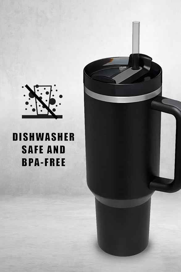 Tumbler with Handle & Straw 40 oz | Twist On 3-Way Lid | Cupholder Compatible for Travel | Insulated Stainless Steel Cup | BPA-Free | Tumbler with Lid and Straw for Water, Iced Tea or Coffee | blue