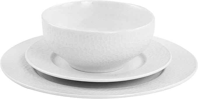 Elama White Porcelain Dish Dinnerware Set, 16 Piece, Jasmine (Elama Glossy)