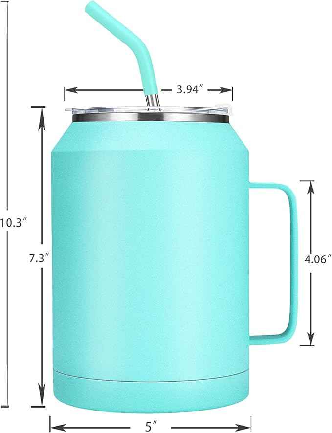 Zenbo 50 oz Mug Tumbler – Stainless Steel Vacuum Insulated Mug with Handle,Lid and Straw,Keeps Drinks Cold up to 36 Hours – Sweat-Proof Body, Dishwasher Safe