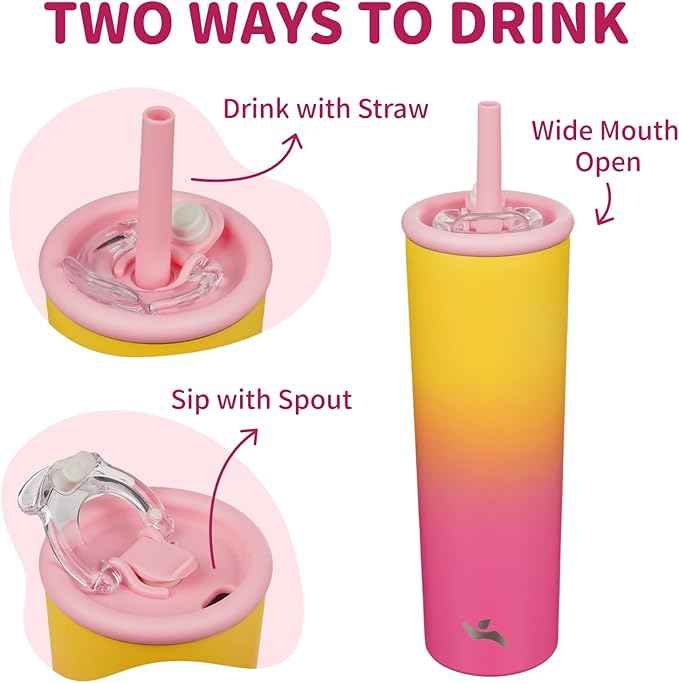 Konokyo 25oz Insulated Tumbler with Lid and Straw, Reusable Iced Coffee Cup with Lid, Travel Coffee Mug, BPA-Free, Leak-Proof and Durable, Rainbow