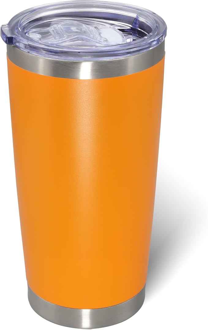 AIANJI 20oz Tumbler Bulk Stainless Steel Tumblers with Lid Vacuum Insulated Double Wall Travel Coffee Mug Powder Coated Tumbler Cup for Hot and Cold Drinks(Orange, 1 pack)