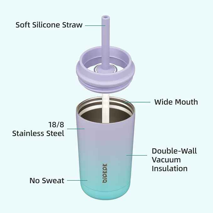BJPKPK Insulated Tumbler with Lid and Straw,12 oz Stainless Steel Travel Coffee Mug,Spill Proof Thermal Cup,Keep Drinks Cold and Hot,Lavender Green