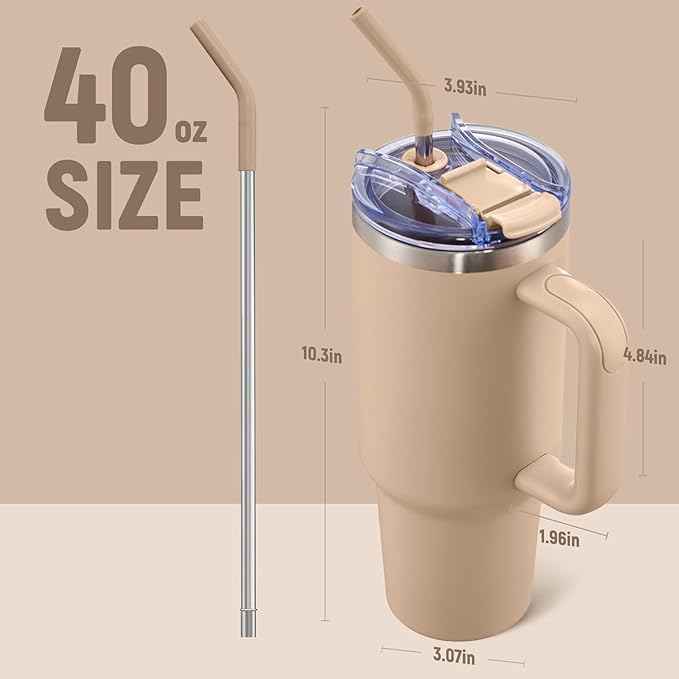 COKTIK 40 oz Tumbler With Handle and Straw, Insulated Tumbler With Leakproof Lids, Stainless Steel|BPA-Free, Cold for 24 H (Dark Night)