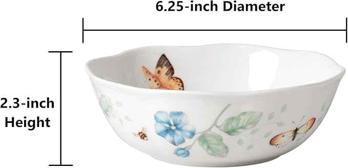 Lenox 806735 Butterfly Meadow All-Purpose Bowl, 1-Piece, 6.25' L x 6.25' W x 2.3' H, 20-Fl oz, Service For 1
