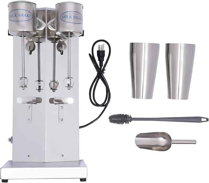 Electric Milkshake Maker, Ice Cream Mixer Machines, 110V Commercial Drink Smoothie Blender for Coffee Shops, Tea Stores to Making Fruit Tea, Coffee, Stirred Drinks (2 Head 800ml)