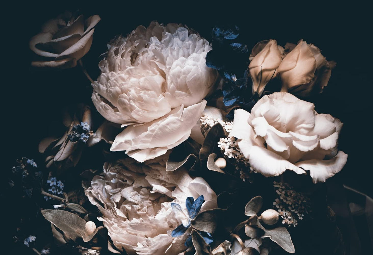 Dark Floral Wallpaper Peony Wall Mural Room Wall Decor(Not Peel n' Stick)