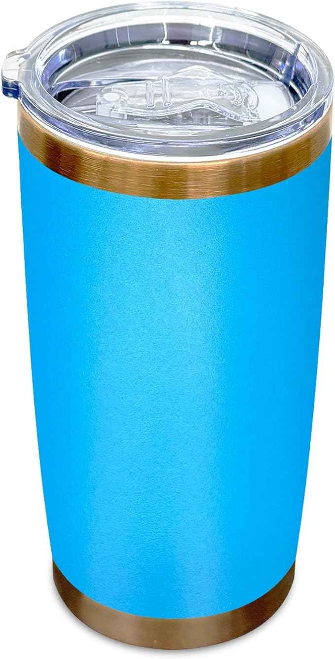 20 oz Tumblers Stainless Steel Tumbler with Lid and Straw Insulated Copper Coffee Mug for Laser Graving 34oz Powder Coated Cup(Blue,1 pack)