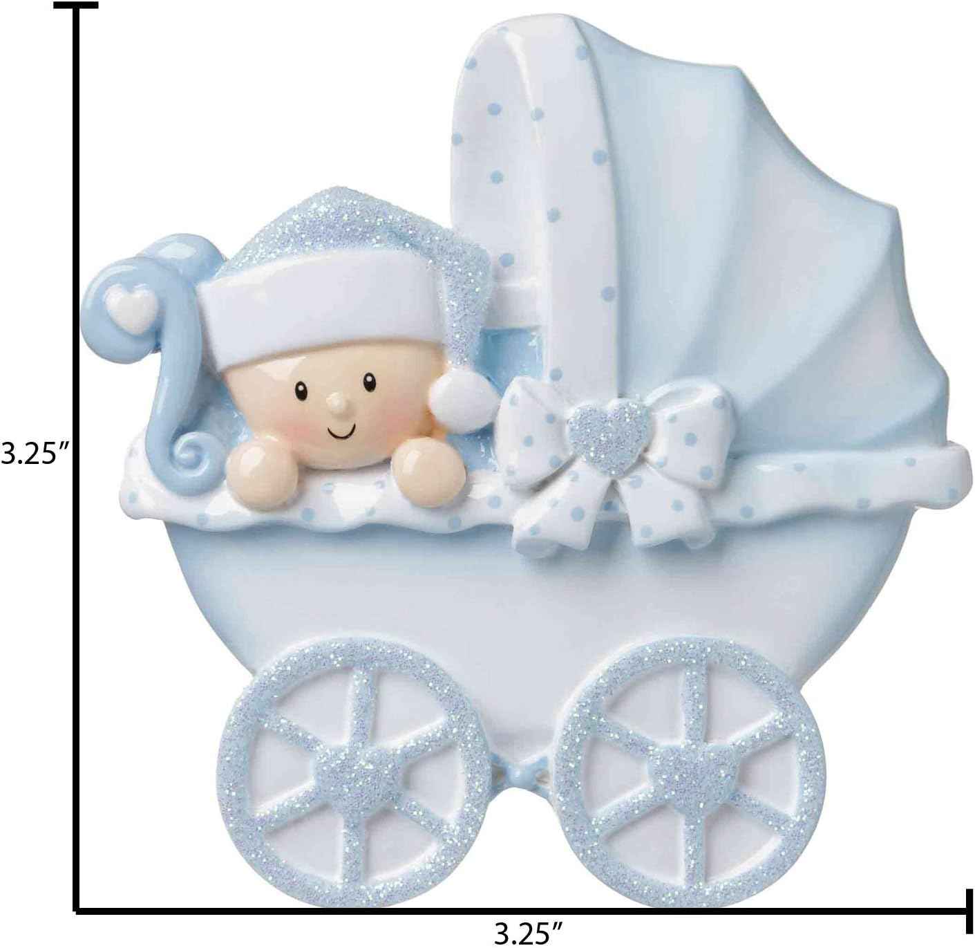 3D Personalized Babys First Christmas Ornament 2025 Boy | Baby's First Christmas Ornament 2025 Baby Ornaments for Xmas Tree My 1st Xmas Boy Ornaments for Couples New Parents - Baby in Blue Stroller