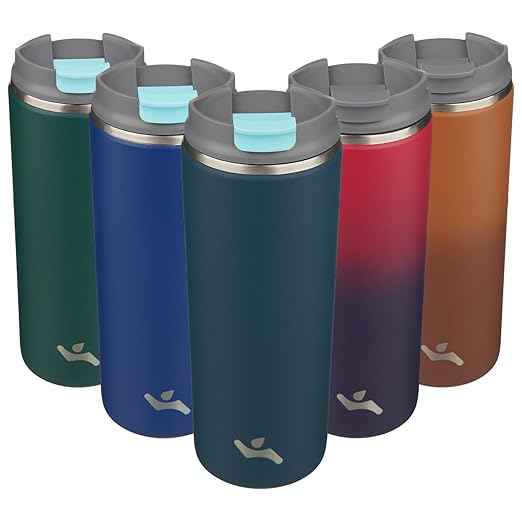 Konokyo Tumbler with Lid, 16 oz Travel Coffee Mug Double Wall Vacuum Stainless Steel Thermal Metal Cup Insulated Water Bottle,Navy Blue