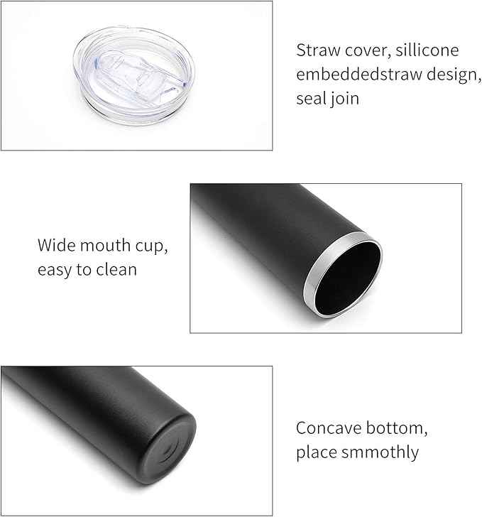 HASLE OUTFITTERS 20 oz Skinny Tumbler, Stainless Steel Insulated Slim Tumbler with Lid, Reusable Double Wall Travel Coffee Mug, Durable Powder Coated Travel Water Cup(Black, 1)