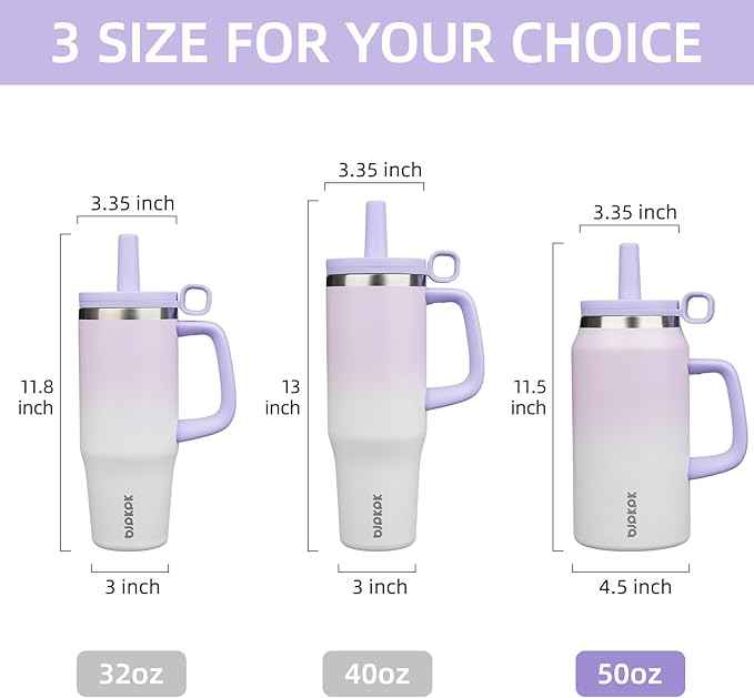 BJPKPK 50oz Insulated Tumbler with Handle Stainless Steel Travel Coffee Mug With Lid Reusable Large Water Bottle with Straw,Purple Pearl