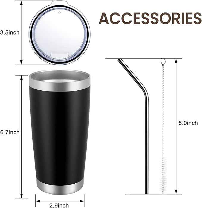 MEWAY 20oz Tumbler 8 Pack Double Wall Vacuum Insulated Travel Mug Bulk, Stainless Steel Tumblers with Lid and Straw, Durable Powder Coated Coffee Cups for Cold & Hot Drinks (Silver, 8)