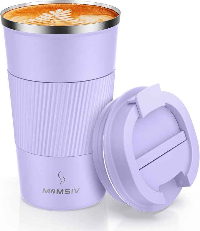 MOMSIV 17oz Travel Mug, Insulated Coffee Cup with Leakproof Lid, Travel Coffee Mug Vacuum Stainless Steel Double Walled Reusable Coffee Cup for Hot and Cold Water Coffee