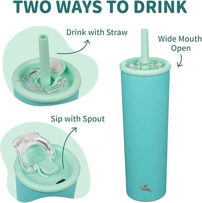 Konokyo 25oz Insulated Tumbler with Lid and Straw, Reusable Iced Coffee Cup with Lid, Travel Coffee Mug, BPA-Free, Leak-Proof and Durable, Turquoise