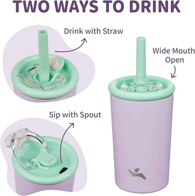 Konokyo 13oz Insulated Tumbler with Lid and Straw, Reusable Iced Coffee Cup with Lid, Travel Coffee Mug, BPA-Free, Leak-Proof and Durable, Purple