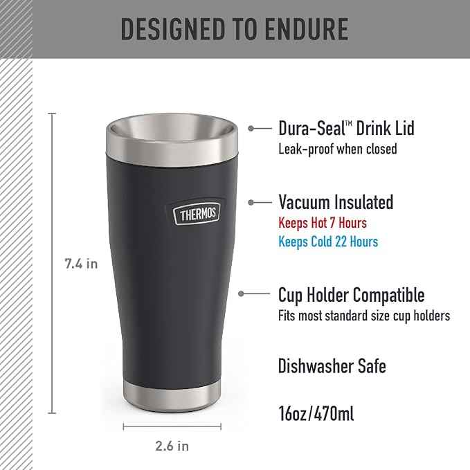 THERMOS ICON SERIES, Stainless Steel Tumbler, Granite, 16 oz
