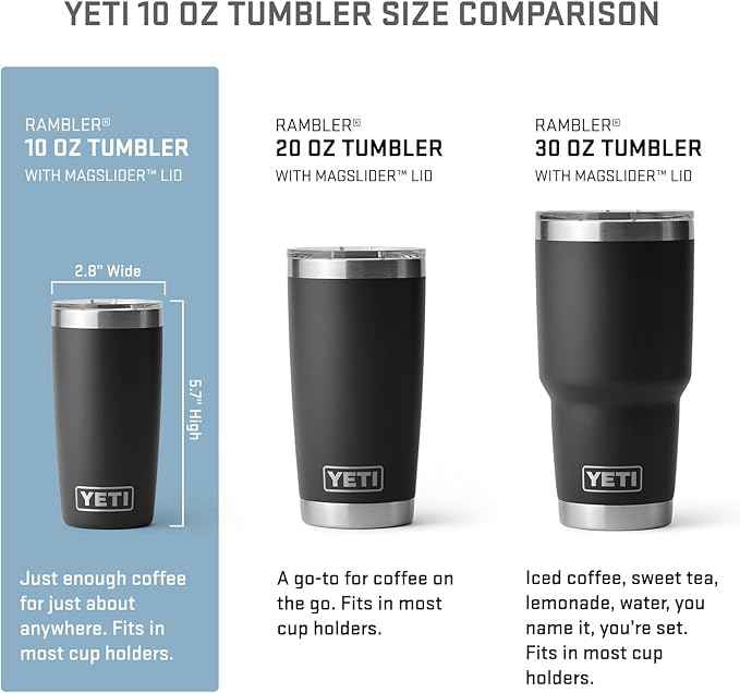 YETI Rambler 10 oz Tumbler, Stainless Steel, Vacuum Insulated with MagSlider Lid, Firefly Yellow | Vacuum Insulated, MagSlider Lid