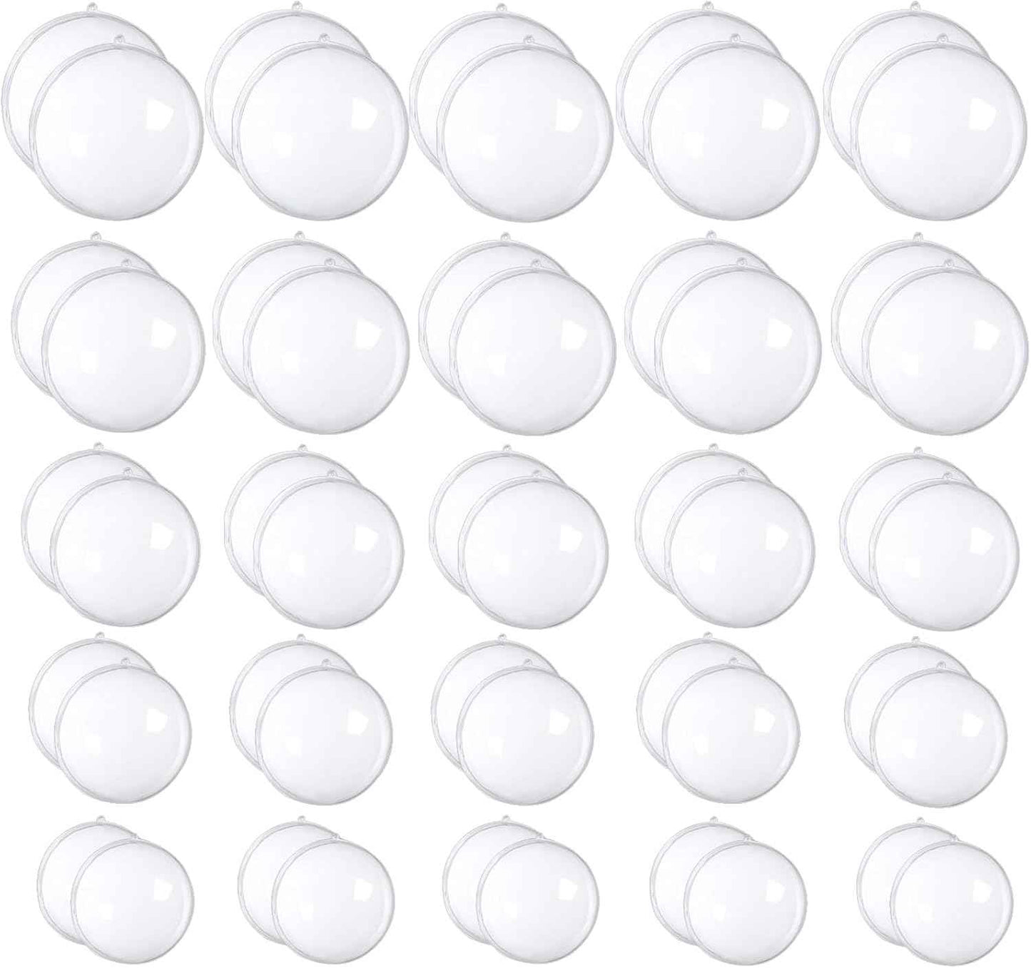 50 Set 100PCS Clear Plastic Fillable Ornaments,Transparent DIY Christmas Fillable Ball,Plastic DIY Fillable Decoration Balls 5 Different Sizes for Christmas Tree,Wedding,Party,Home Decor