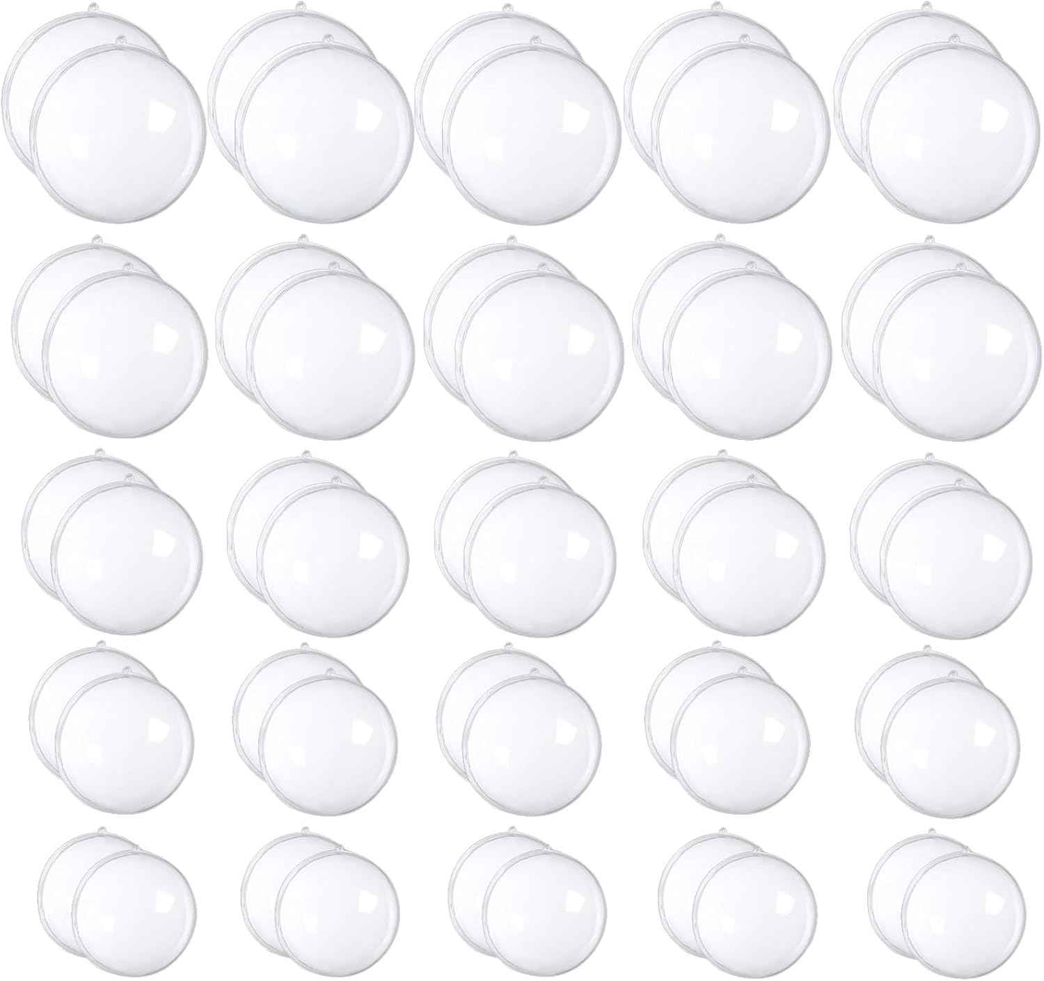 50 Set 100PCS Clear Plastic Fillable Ornaments,Transparent DIY Christmas Fillable Ball,Plastic DIY Fillable Decoration Balls 5 Different Sizes for Christmas Tree,Wedding,Party,Home Decor