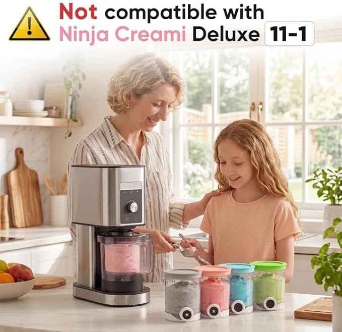 4-Pack Swirl Pints & Lids for Ninja CREAMi — Compatible with NC700/NC701, Replacement Creami Containers for Ice Cream & Soft-Serve Maker, BPA-Free, Reusable, Dishwasher Safe(Not OEM)