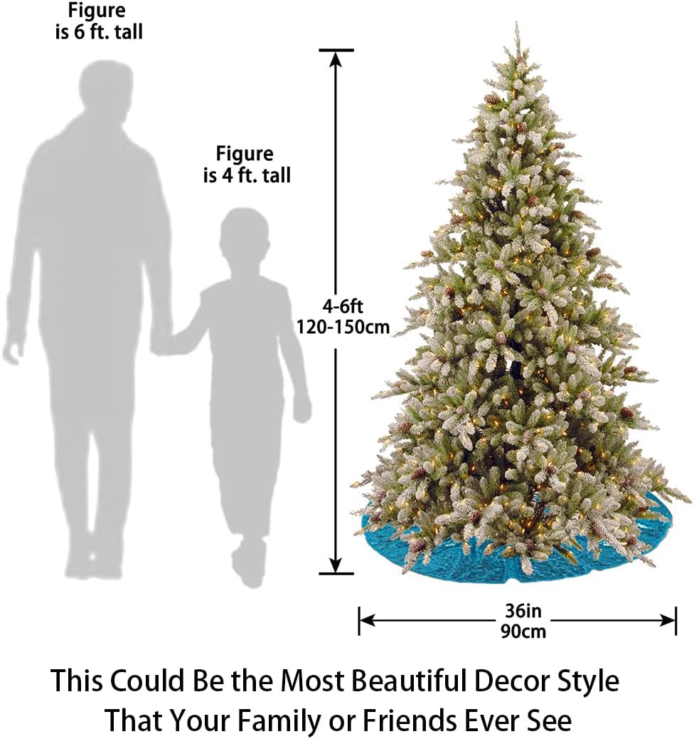 ShinyBeauty Christmas Tree Skirt Shimmer Tree Skirt Sequin Tree Skirt for Christmas Decoration -1114S (36Inch, Turquoise)