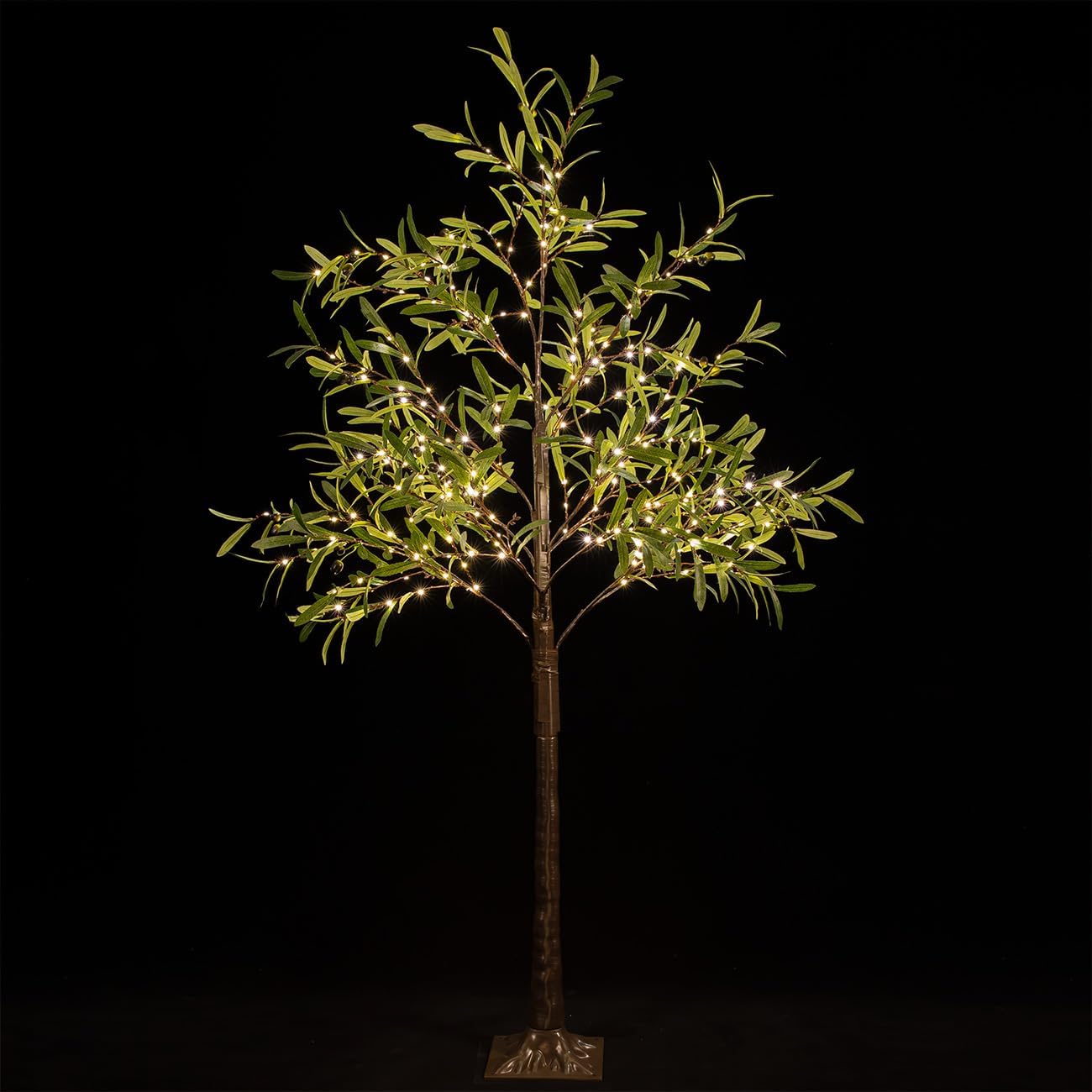 TYBEEU 6ft Lighted Olive Tree with 300 Warm White LED Lights, Dimmable, Ideal for Indoor & Outdoor Holiday Decor, Home, Garden, Wedding & Party