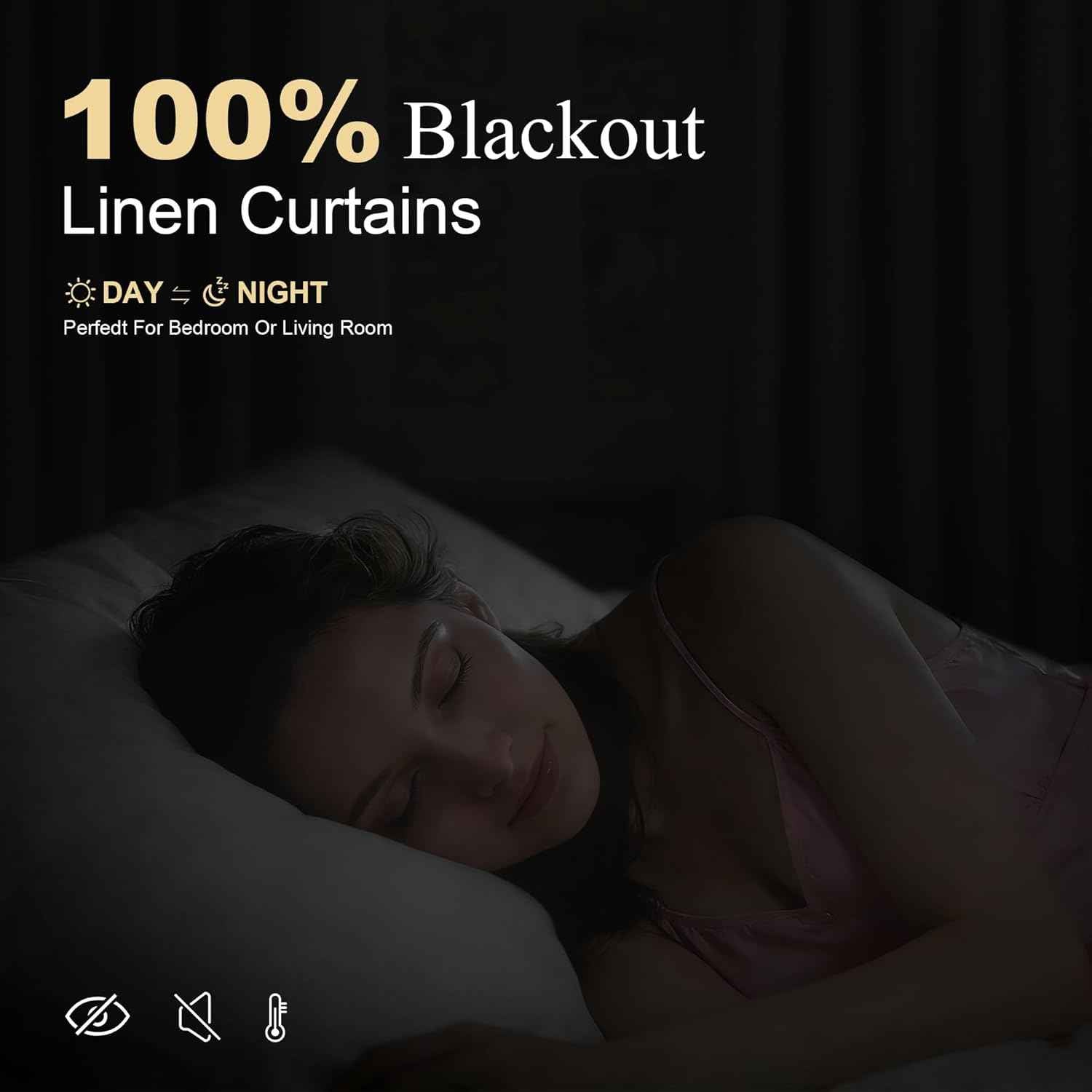 100% Blackout Extra Long Linen Pinch Pleated Curtains 9 Ft Natural Cream Drapes Room Darkening Thermal Insulated with Back Tab, Boho Ceiling to Floor Curtain for Bedroom 2 Panels 108 Inches Long